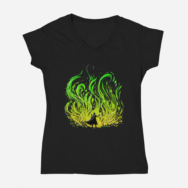 Dark Side Of The Garden-Womens-V-Neck-Tee-kharmazero