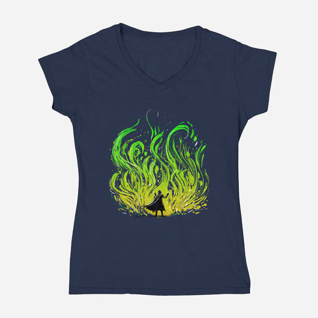 Dark Side Of The Garden-Womens-V-Neck-Tee-kharmazero
