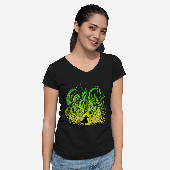 Dark Side Of The Garden-Womens-V-Neck-Tee-kharmazero