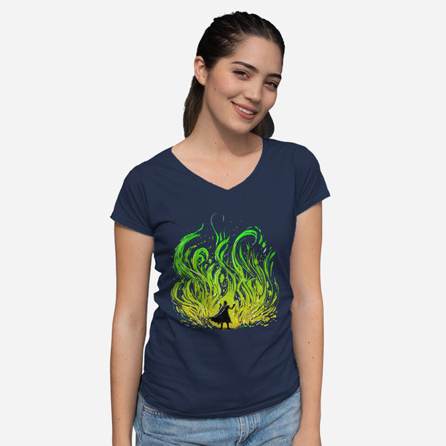 Dark Side Of The Garden-Womens-V-Neck-Tee-kharmazero