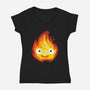 Fire Demon Painting-Womens-V-Neck-Tee-DrMonekers