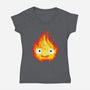 Fire Demon Painting-Womens-V-Neck-Tee-DrMonekers