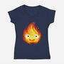 Fire Demon Painting-Womens-V-Neck-Tee-DrMonekers