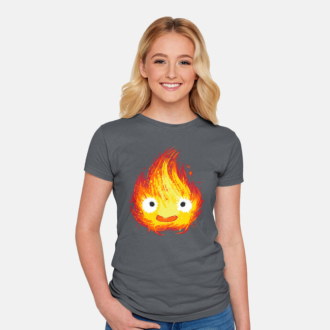 Fire Demon Painting-Womens-Fitted-Tee-DrMonekers