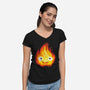 Fire Demon Painting-Womens-V-Neck-Tee-DrMonekers