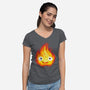 Fire Demon Painting-Womens-V-Neck-Tee-DrMonekers