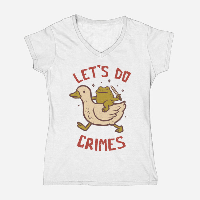 Let's Do Crimes-Womens-V-Neck-Tee-koalastudio