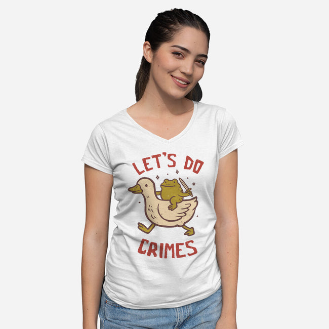 Let's Do Crimes-Womens-V-Neck-Tee-koalastudio