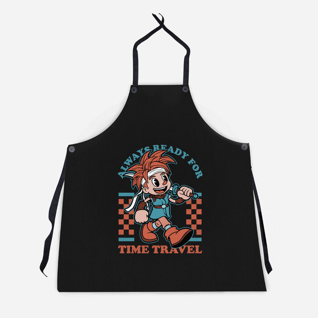 Game Mascot Time Travel Kid-Unisex-Kitchen-Apron-Studio Mootant