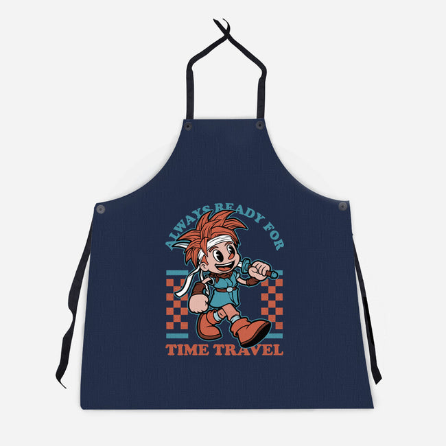 Game Mascot Time Travel Kid-Unisex-Kitchen-Apron-Studio Mootant