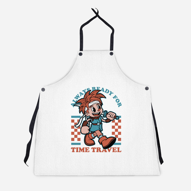 Game Mascot Time Travel Kid-Unisex-Kitchen-Apron-Studio Mootant