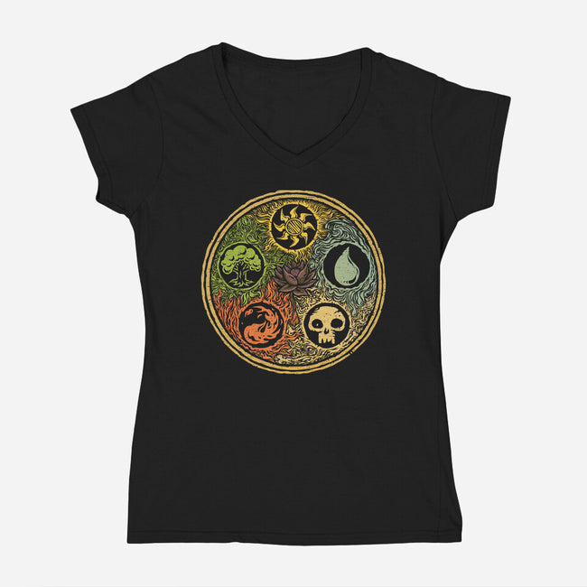 Vintage Lotus-Womens-V-Neck-Tee-kg07