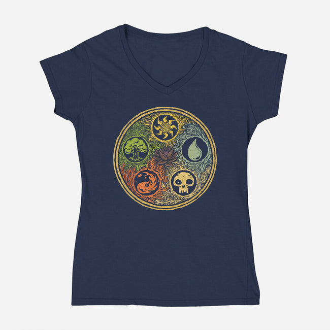 Vintage Lotus-Womens-V-Neck-Tee-kg07
