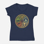 Vintage Lotus-Womens-V-Neck-Tee-kg07