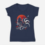 Kitsune Yokai-Womens-V-Neck-Tee-Vallina84