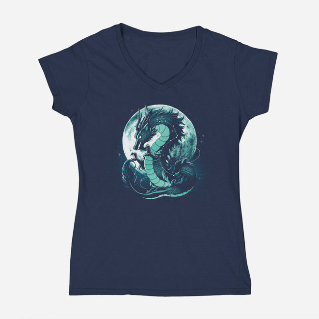 Dragon Moonlight-Womens-V-Neck-Tee-Vallina84