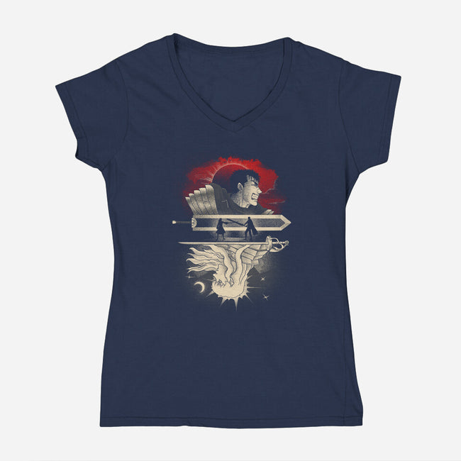 The Black Swordsman-Womens-V-Neck-Tee-grevalra