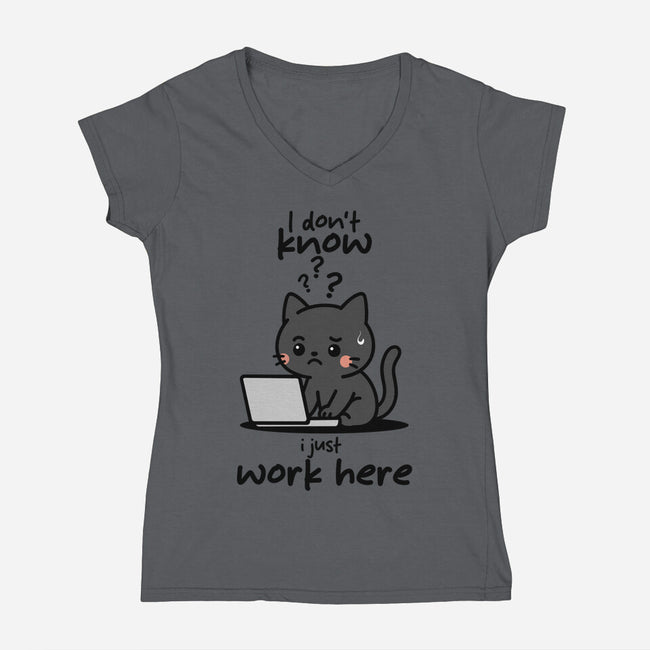 I Just Work Here-Womens-V-Neck-Tee-fanfabio