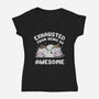 Exhausted From Being So Awesome-Womens-V-Neck-Tee-brunopires