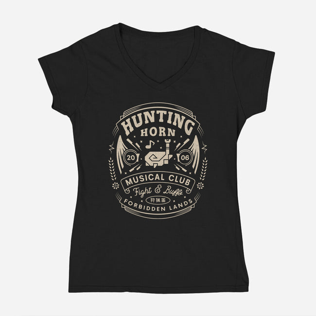 Hunting Horn Musical Club-Womens-V-Neck-Tee-LAGELANTEE