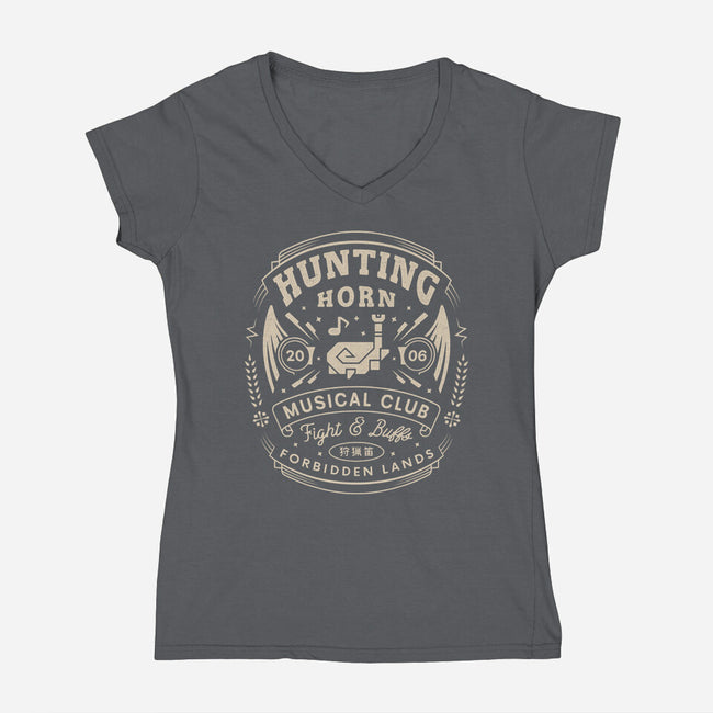 Hunting Horn Musical Club-Womens-V-Neck-Tee-LAGELANTEE