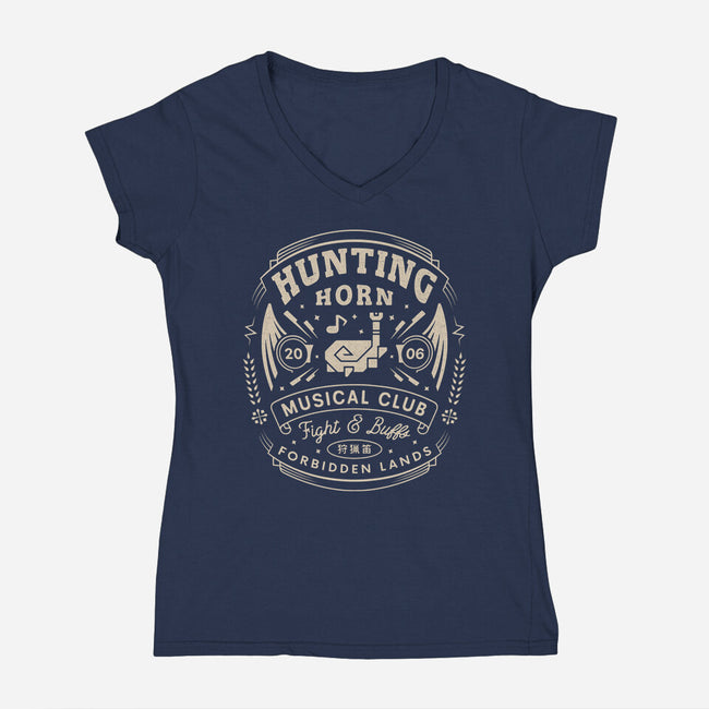 Hunting Horn Musical Club-Womens-V-Neck-Tee-LAGELANTEE