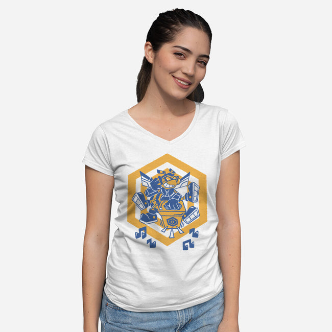 Buzzing Beats-Womens-V-Neck-Tee-Henrique Torres