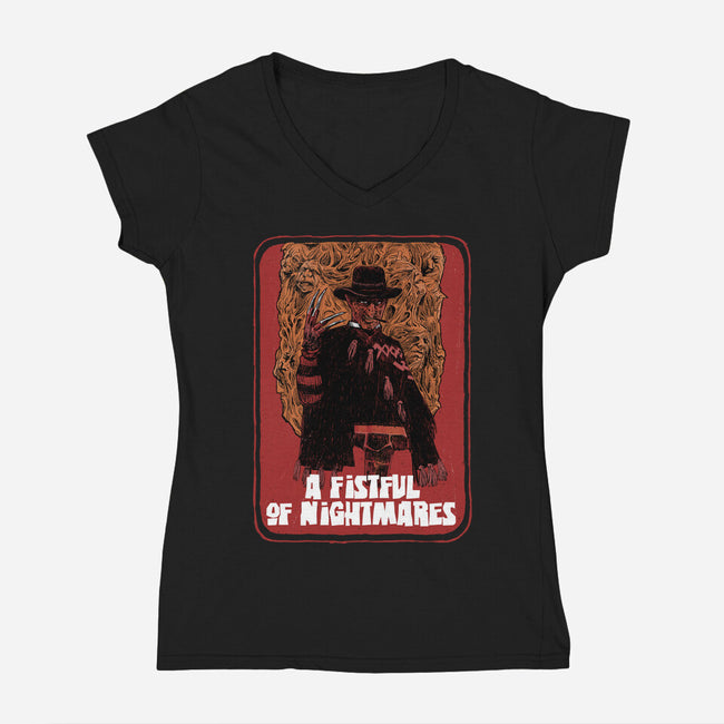 A Fistful Of Nightmares-Womens-V-Neck-Tee-zascanauta