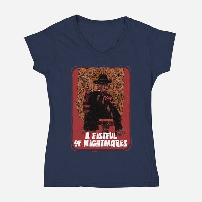 A Fistful Of Nightmares-Womens-V-Neck-Tee-zascanauta