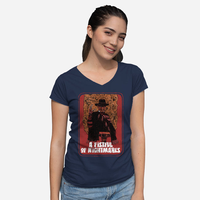 A Fistful Of Nightmares-Womens-V-Neck-Tee-zascanauta