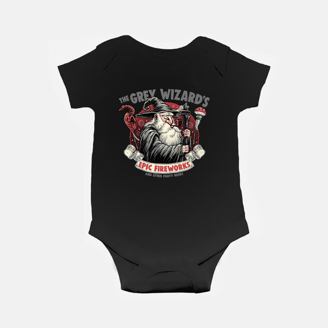 Grey Wizard Fireworks-Baby-Basic-Onesie-momma_gorilla