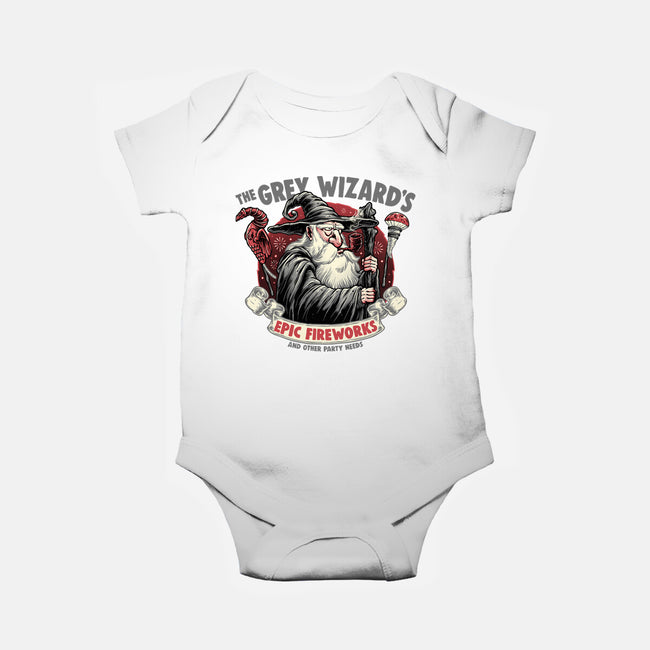 Grey Wizard Fireworks-Baby-Basic-Onesie-momma_gorilla