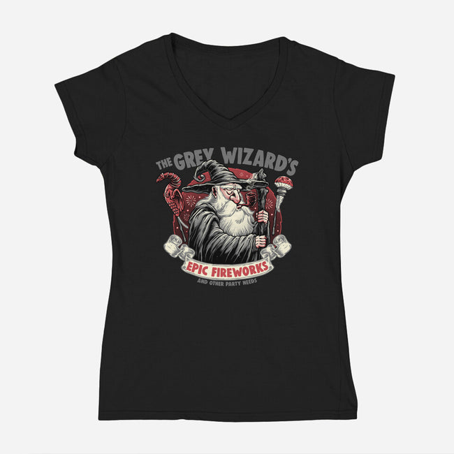 Grey Wizard Fireworks-Womens-V-Neck-Tee-momma_gorilla