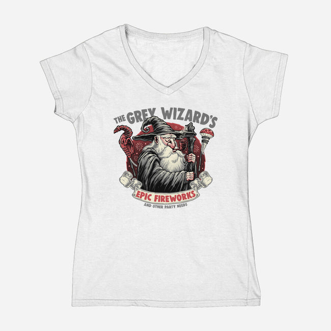 Grey Wizard Fireworks-Womens-V-Neck-Tee-momma_gorilla