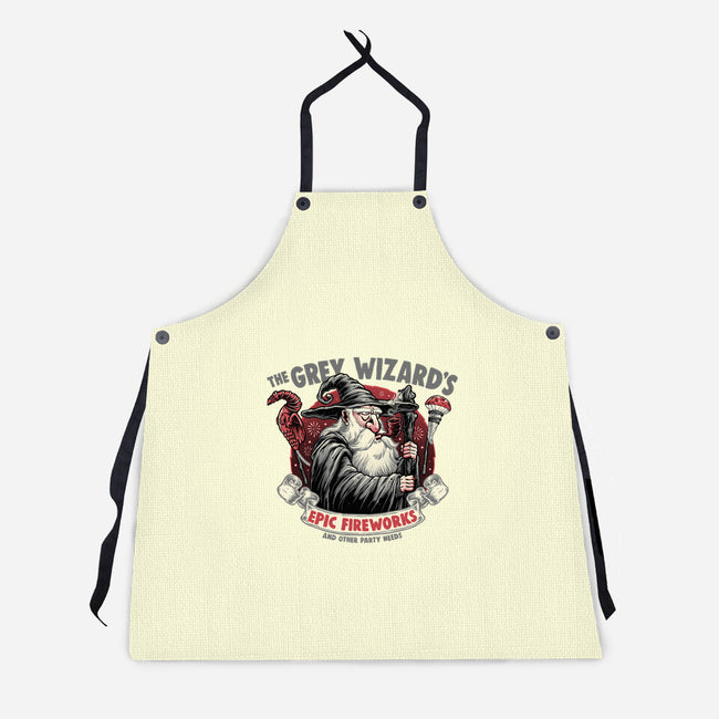 Grey Wizard Fireworks-Unisex-Kitchen-Apron-momma_gorilla