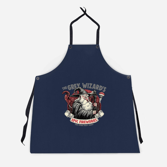 Grey Wizard Fireworks-Unisex-Kitchen-Apron-momma_gorilla