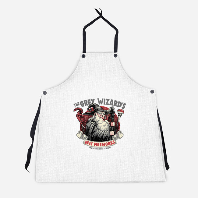Grey Wizard Fireworks-Unisex-Kitchen-Apron-momma_gorilla