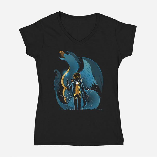 Magic And Animals-Womens-V-Neck-Tee-Vallina84