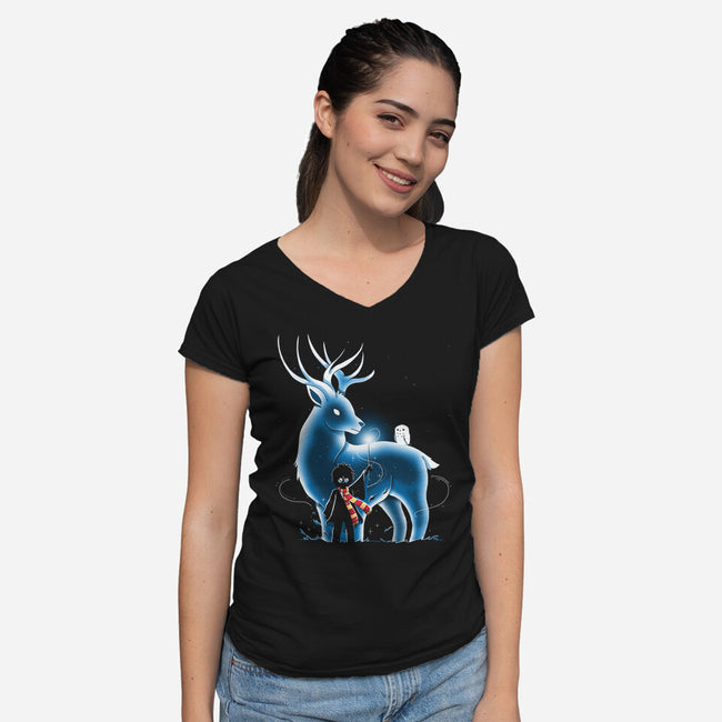 Magic Deer-Womens-V-Neck-Tee-Vallina84