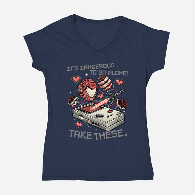 Take These-Womens-V-Neck-Tee-momma_gorilla