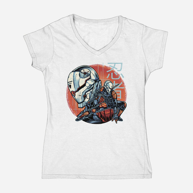 Forsaken Ninja-Womens-V-Neck-Tee-momma_gorilla