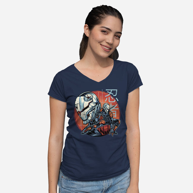 Forsaken Ninja-Womens-V-Neck-Tee-momma_gorilla
