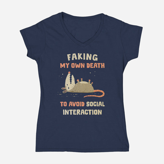 Avoiding Social Interaction-Womens-V-Neck-Tee-kg07