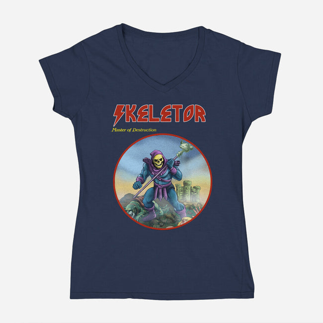 Skeletor Master Of Destruction-Womens-V-Neck-Tee-Diego Gurgell