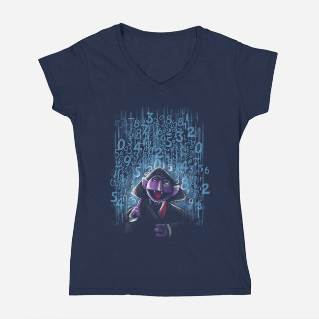 It's Raining Numbers-Womens-V-Neck-Tee-zascanauta