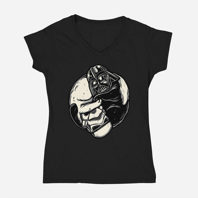 Black And White Cats-Womens-V-Neck-Tee-momma_gorilla