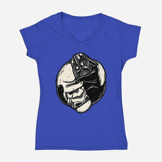 Black And White Cats-Womens-V-Neck-Tee-momma_gorilla