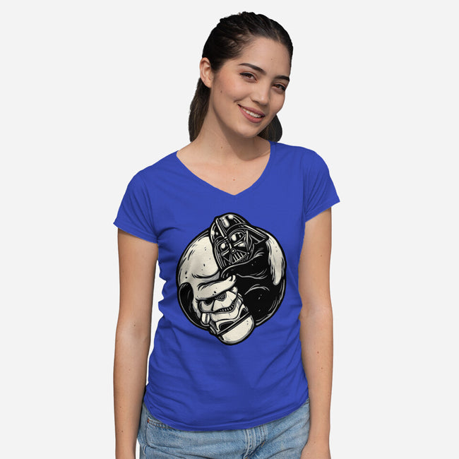 Black And White Cats-Womens-V-Neck-Tee-momma_gorilla