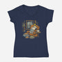 Rainy Day Reading-Womens-V-Neck-Tee-kg07