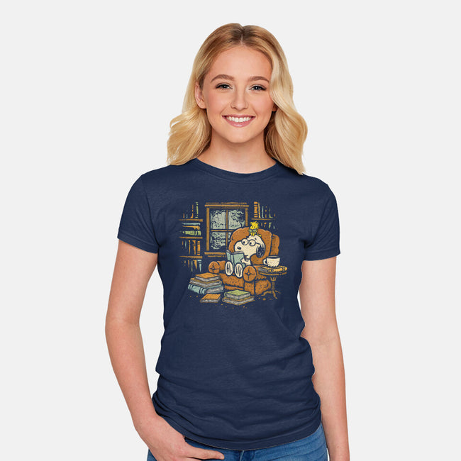 Rainy Day Reading-Womens-Fitted-Tee-kg07